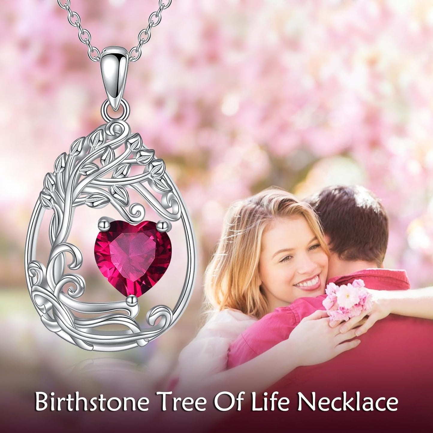 925 Silver Gold Plated Gemstone Tree Life Pendant Necklace