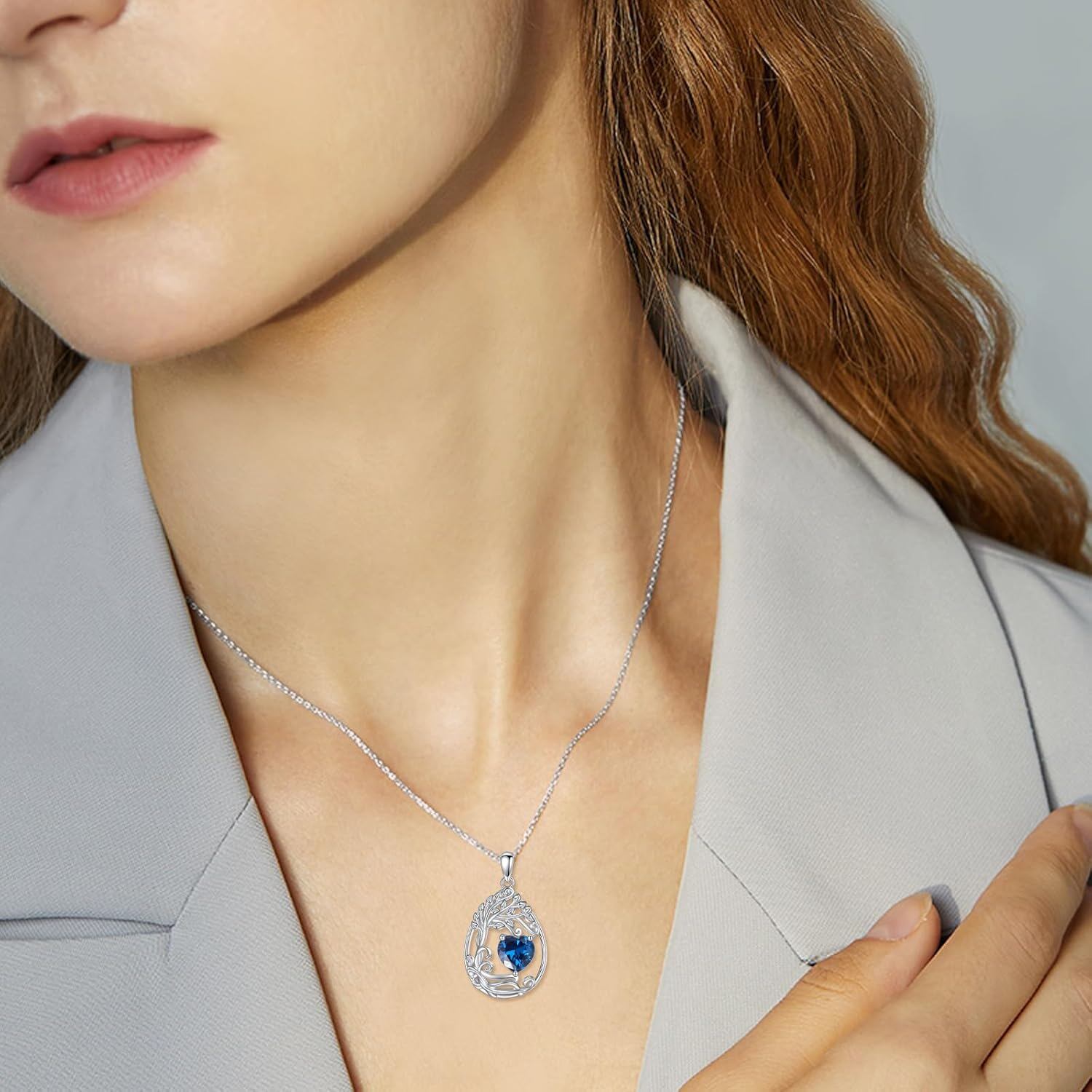 925 Silver Gold Plated Gemstone Tree Life Pendant Necklace