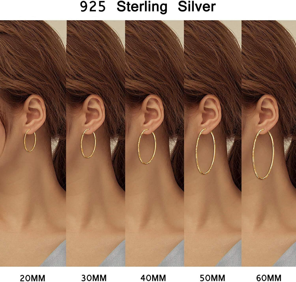 925 Sterling Silver Gold-Plated Classic Hoop Earrings