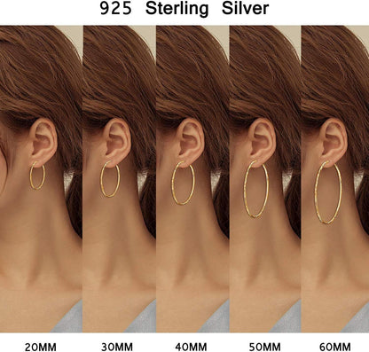 925 Sterling Silver Gold-Plated Classic Hoop Earrings