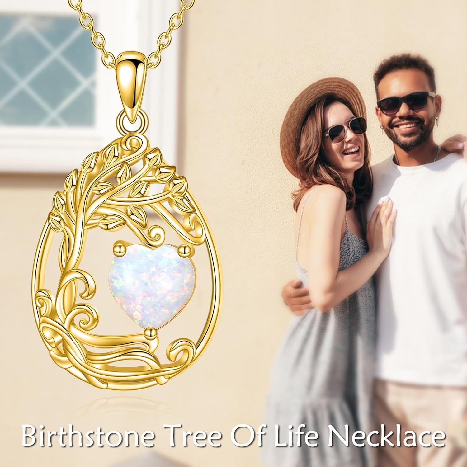 925 Silver Gold Plated Gemstone Tree Life Pendant Necklace