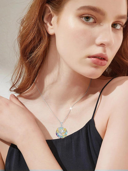 925 Sterling Silver Blue Crystal Phoenix Pendant Necklace - Valentines Mothers Day Gifts for Her