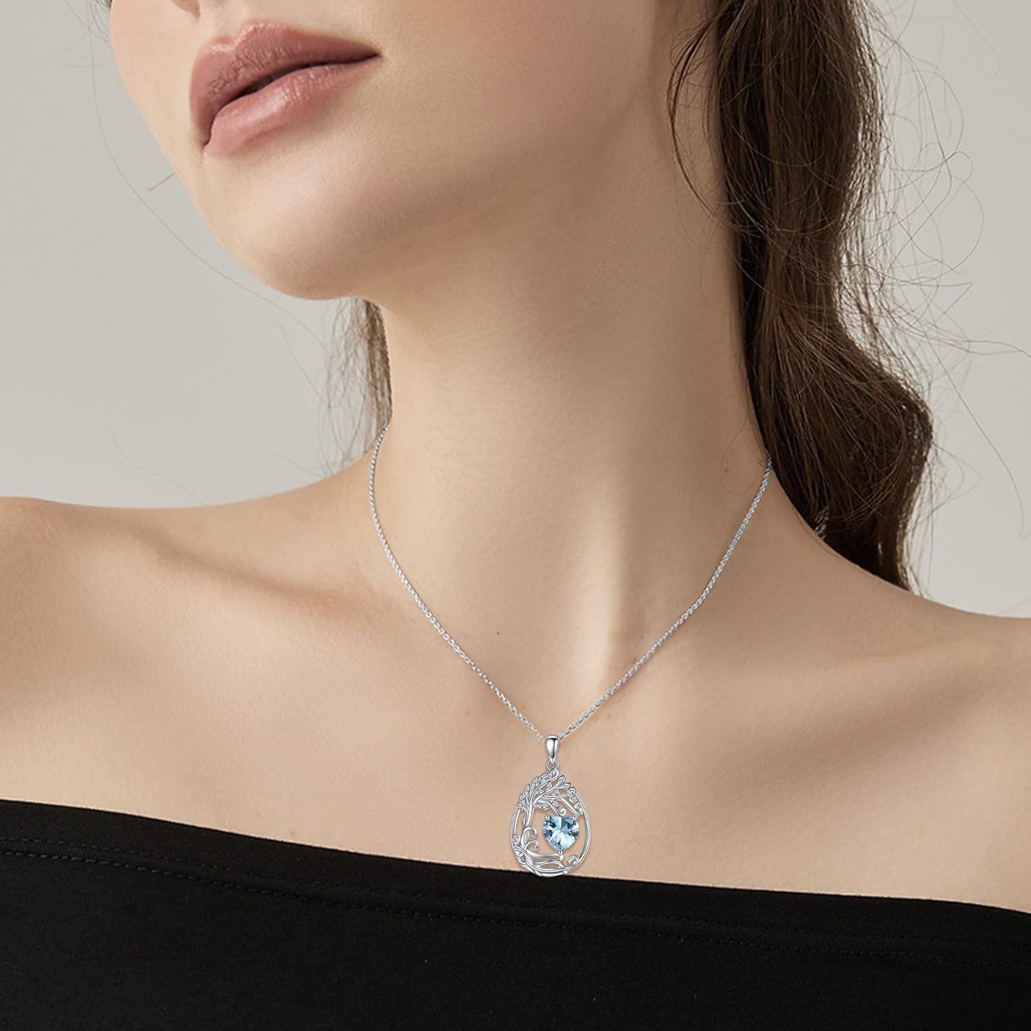 925 Silver Gold Plated Gemstone Tree Life Pendant Necklace