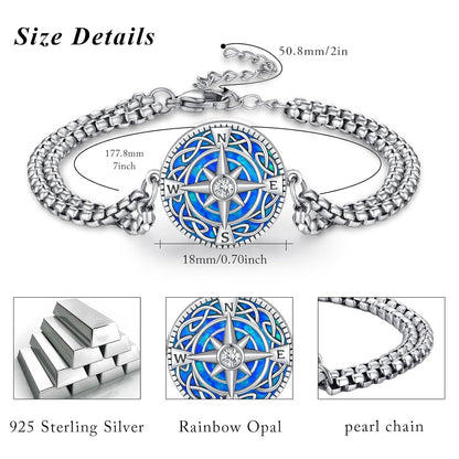 925 Silver Opal Urn Bracelet Cremation Memorial Jewelry