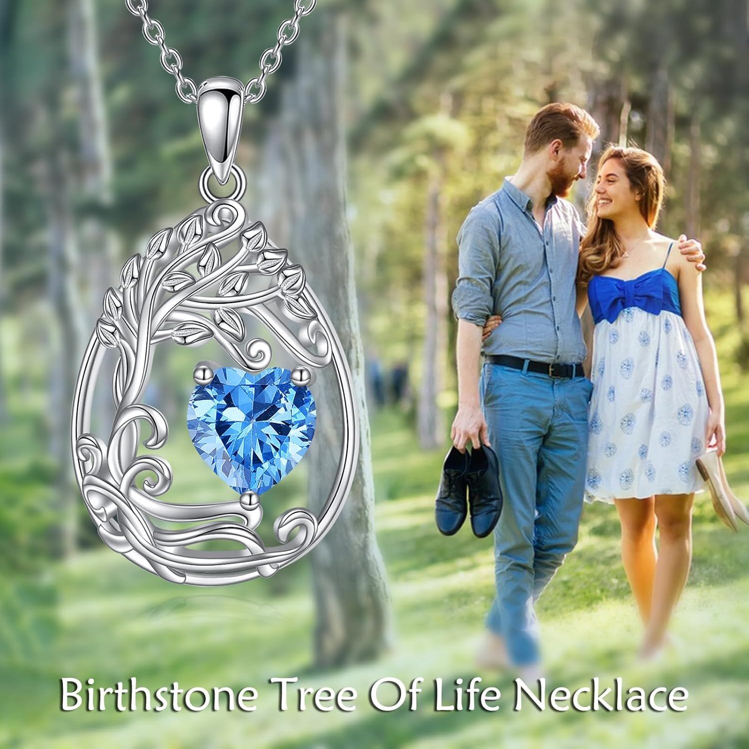 925 Silver Gold Plated Gemstone Tree Life Pendant Necklace