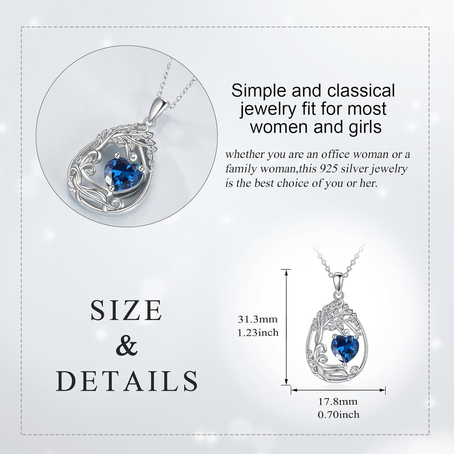925 Silver Gold Plated Gemstone Tree Life Pendant Necklace