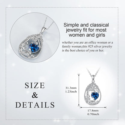 925 Silver Gold Plated Gemstone Tree Life Pendant Necklace