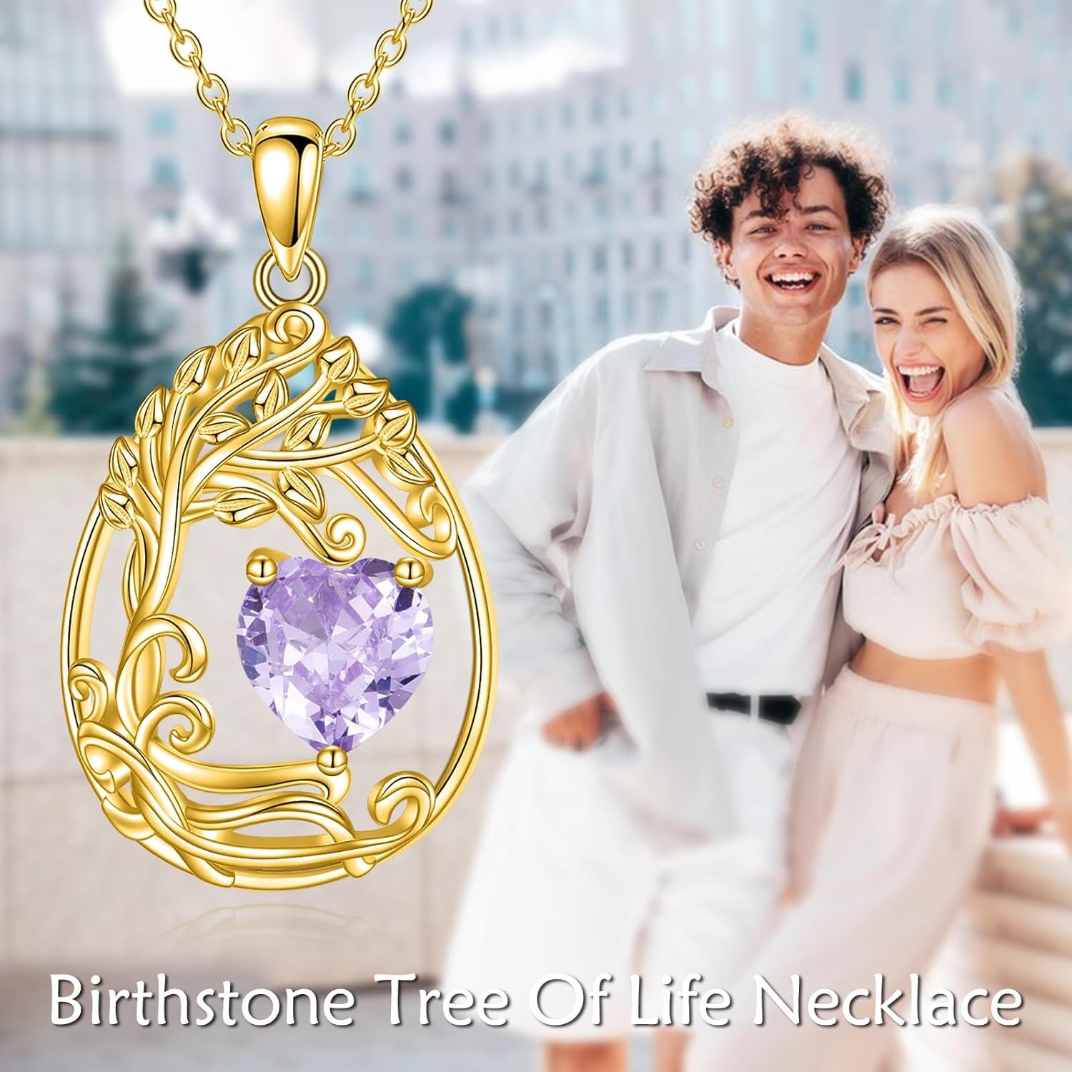 925 Silver Gold Plated Gemstone Tree Life Pendant Necklace