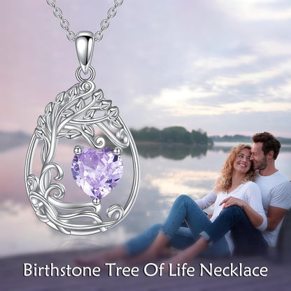 925 Silver Gold Plated Gemstone Tree Life Pendant Necklace