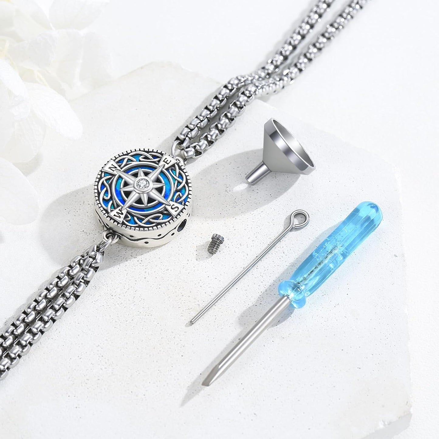 925 Silver Opal Urn Bracelet Cremation Memorial Jewelry