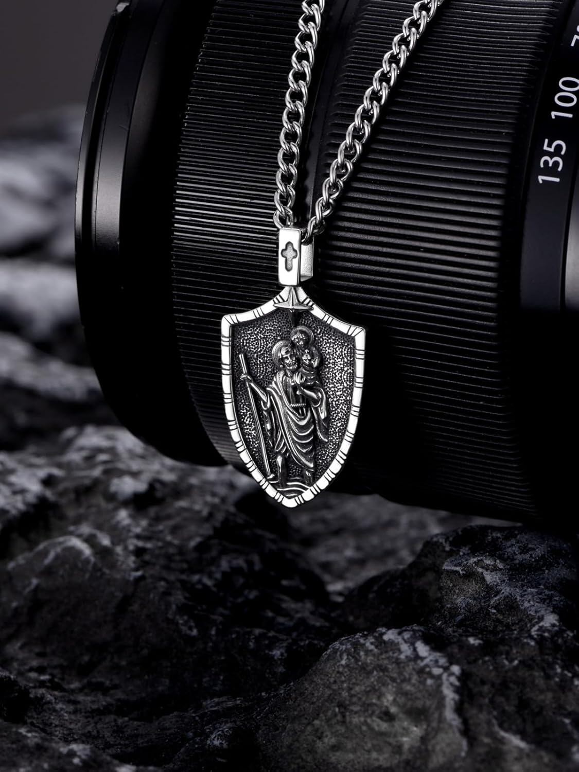 925 Silver St Christopher Pendant Necklace Men Women