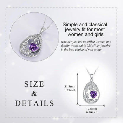 925 Silver Gold Plated Gemstone Tree Life Pendant Necklace