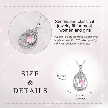 925 Silver Gold Plated Gemstone Tree Life Pendant Necklace