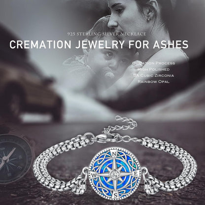 925 Silver Opal Urn Bracelet Cremation Memorial Jewelry