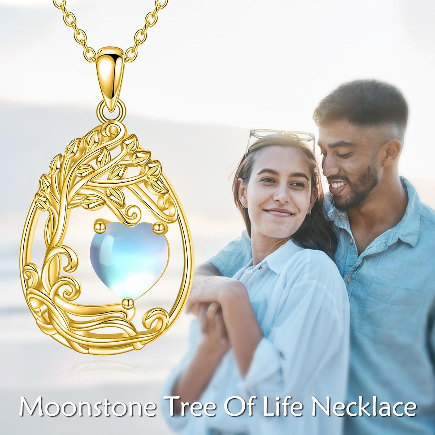 925 Silver Gold Plated Gemstone Tree Life Pendant Necklace