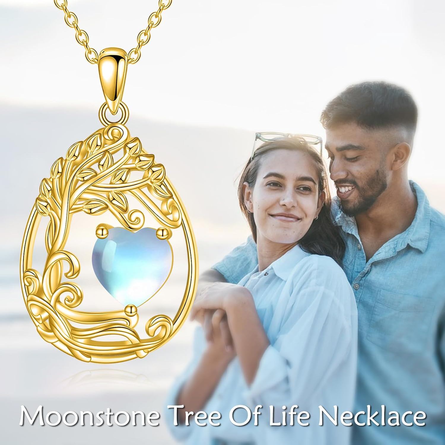 925 Silver Gold Plated Gemstone Tree Life Pendant Necklace