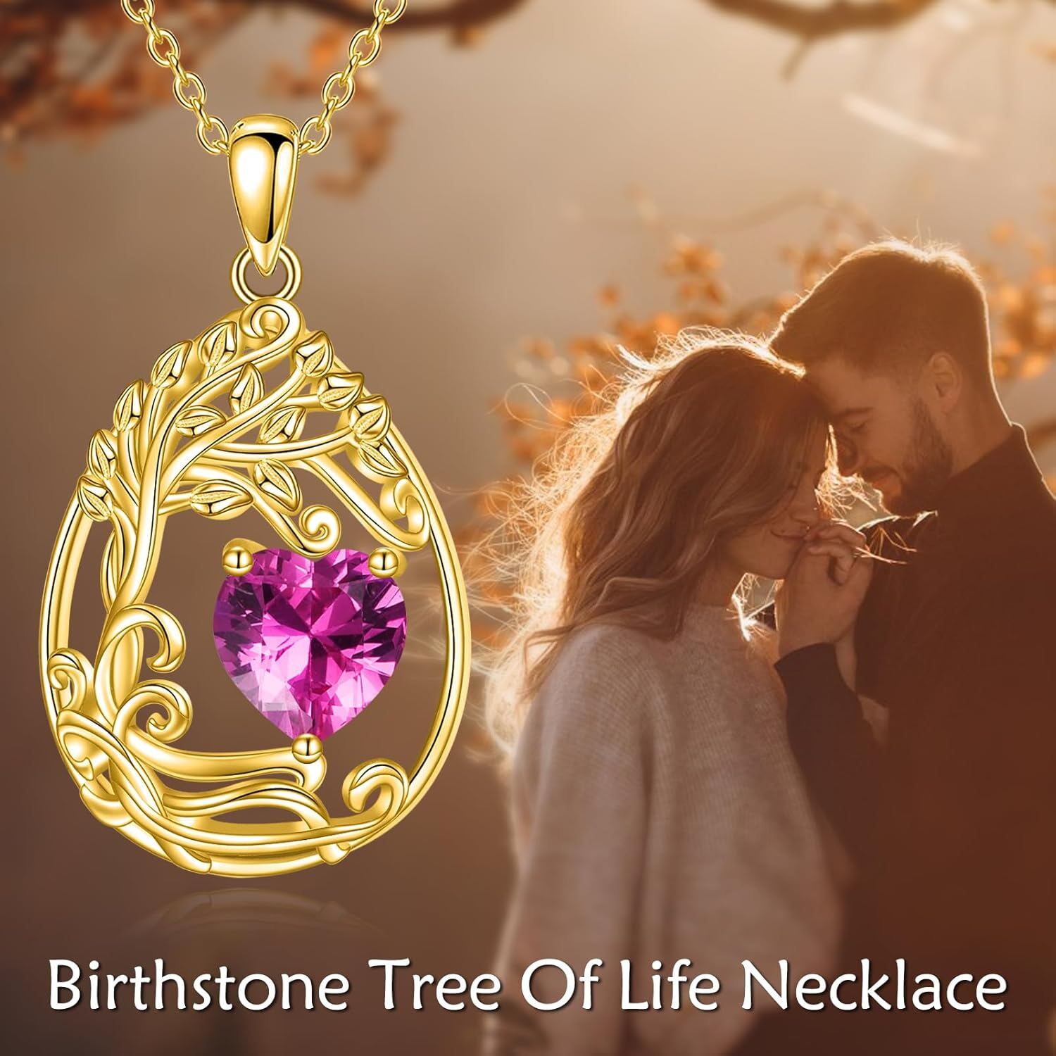 925 Silver Gold Plated Gemstone Tree Life Pendant Necklace