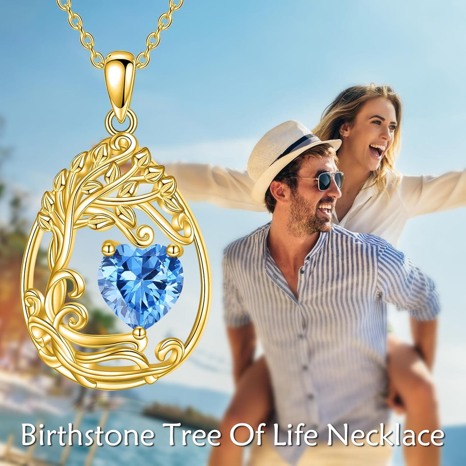 925 Silver Gold Plated Gemstone Tree Life Pendant Necklace