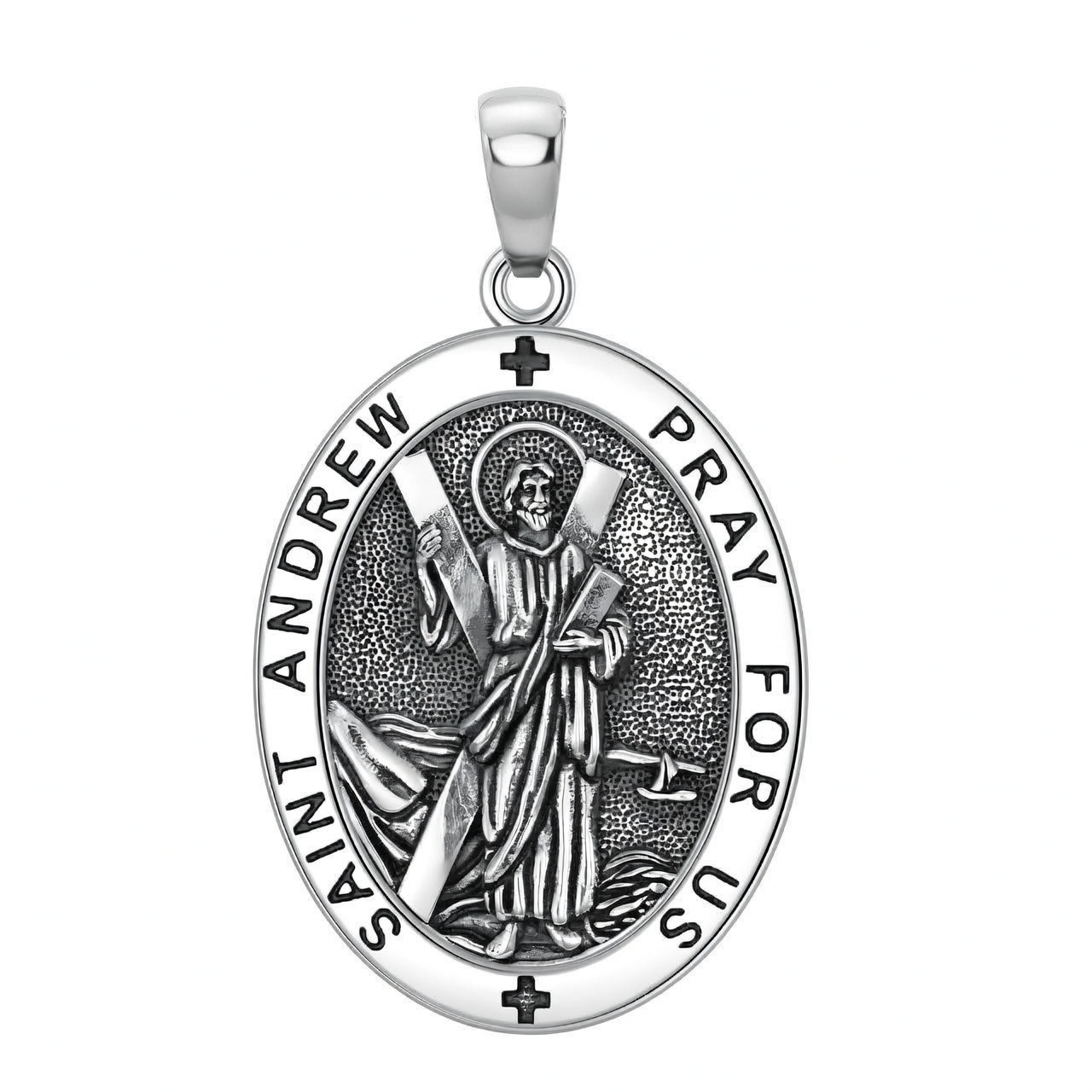 925 Silver St Michael Shield Pendant Necklace Men Women Gold