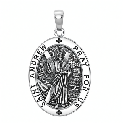 925 Silver St Michael Shield Pendant Necklace Men Women Gold