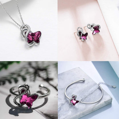 925 Sterling Silver Crystal Butterfly  Ring