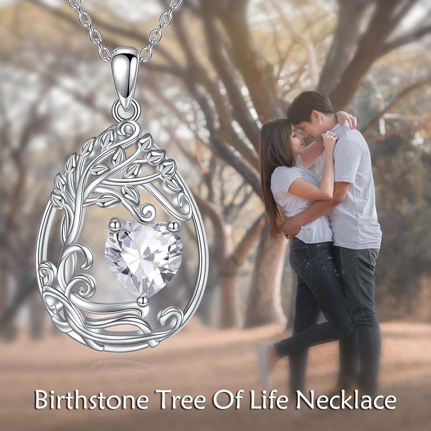 925 Silver Gold Plated Gemstone Tree Life Pendant Necklace