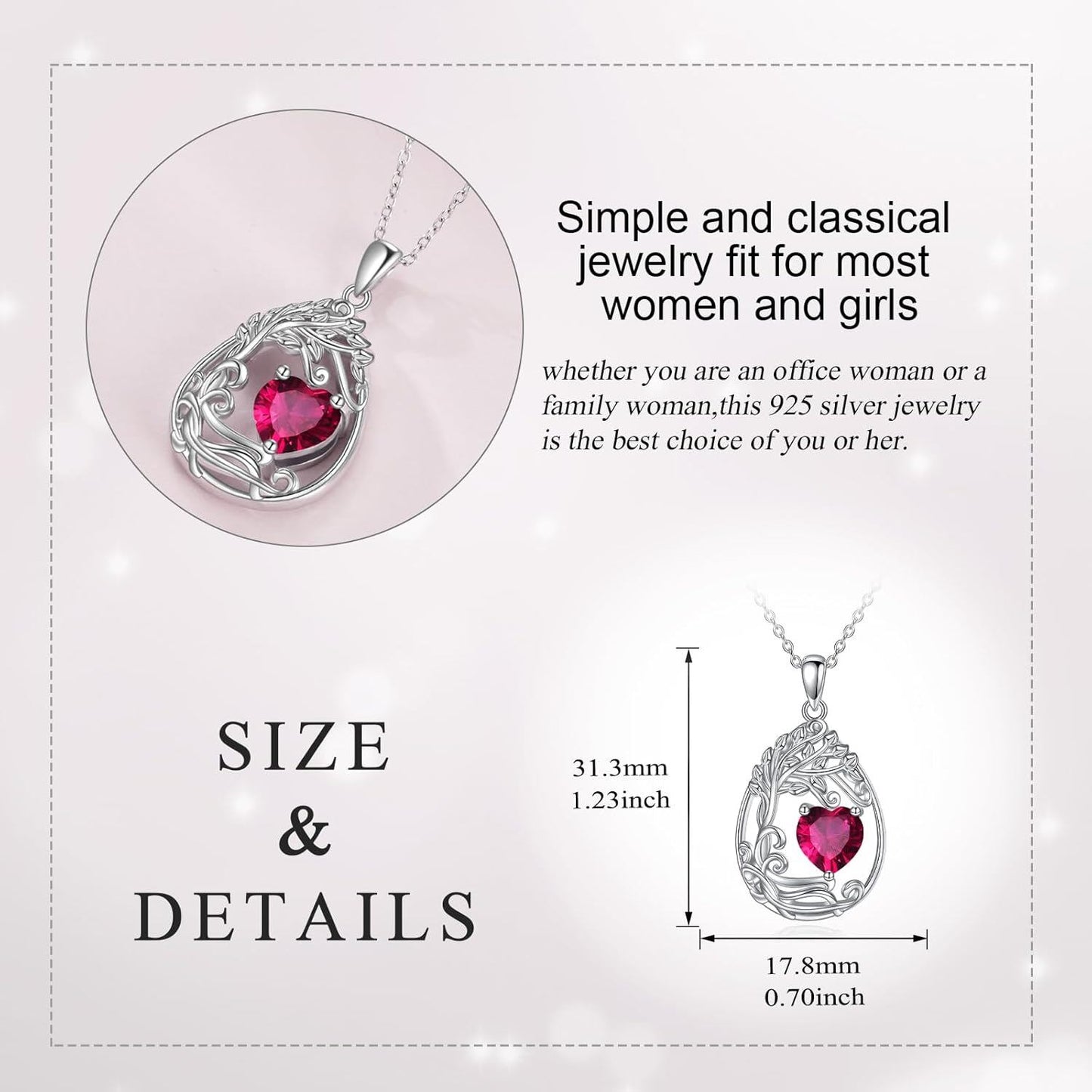 925 Silver Gold Plated Gemstone Tree Life Pendant Necklace