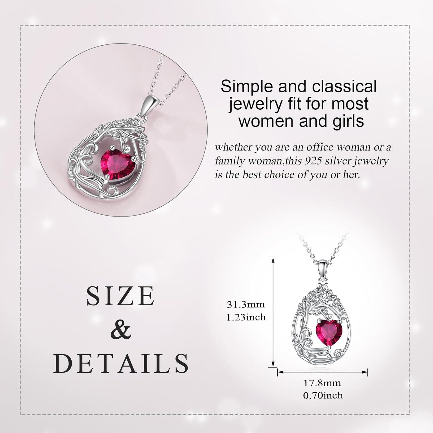 925 Silver Gold Plated Gemstone Tree Life Pendant Necklace
