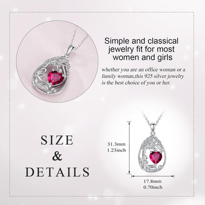 925 Silver Gold Plated Gemstone Tree Life Pendant Necklace