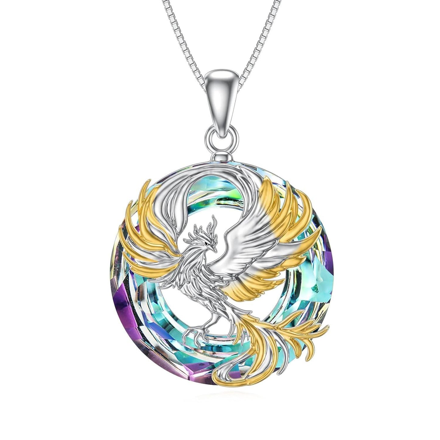 925 Sterling Silver Blue Crystal Phoenix Pendant Necklace - Valentines Mothers Day Gifts for Her