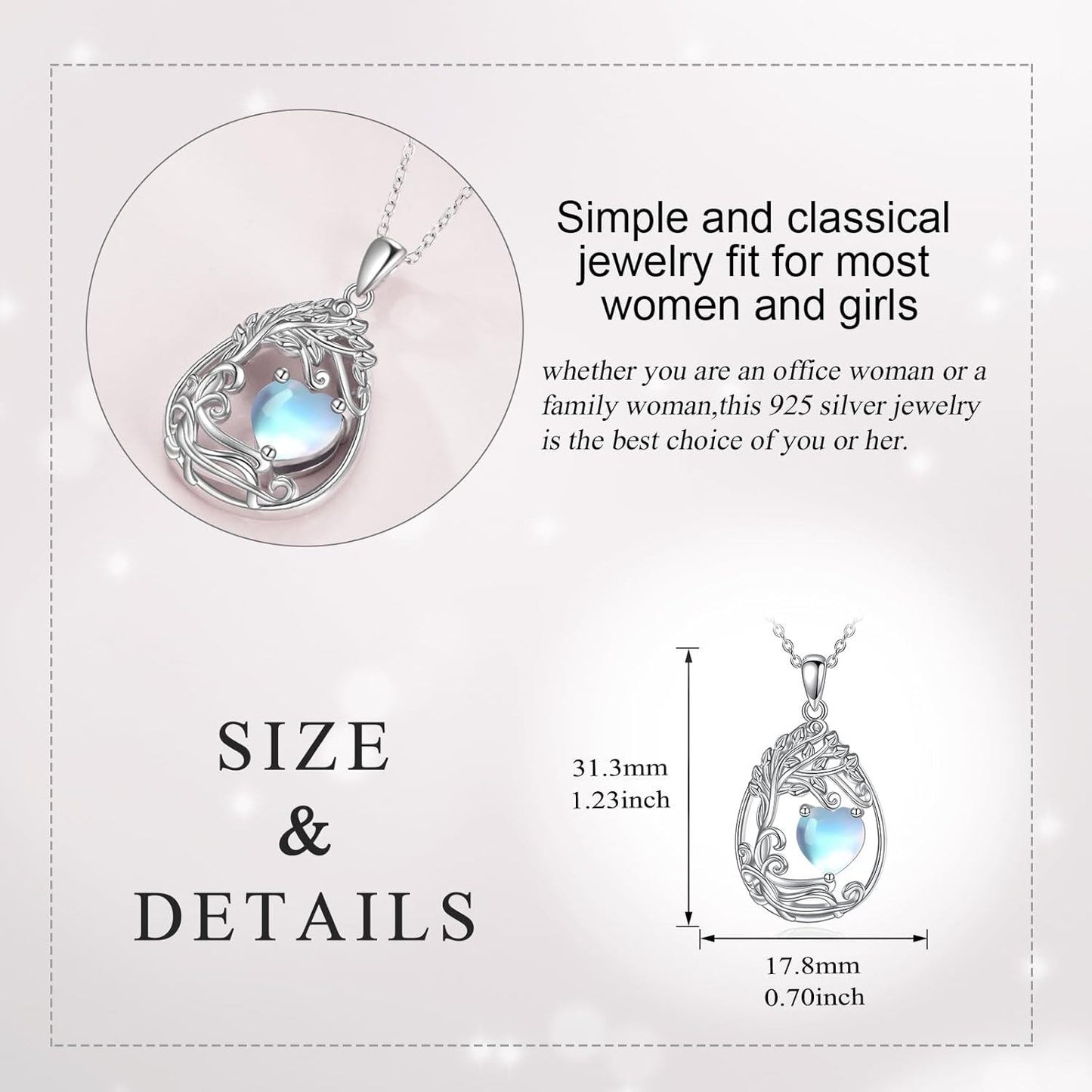 925 Silver Gold Plated Gemstone Tree Life Pendant Necklace