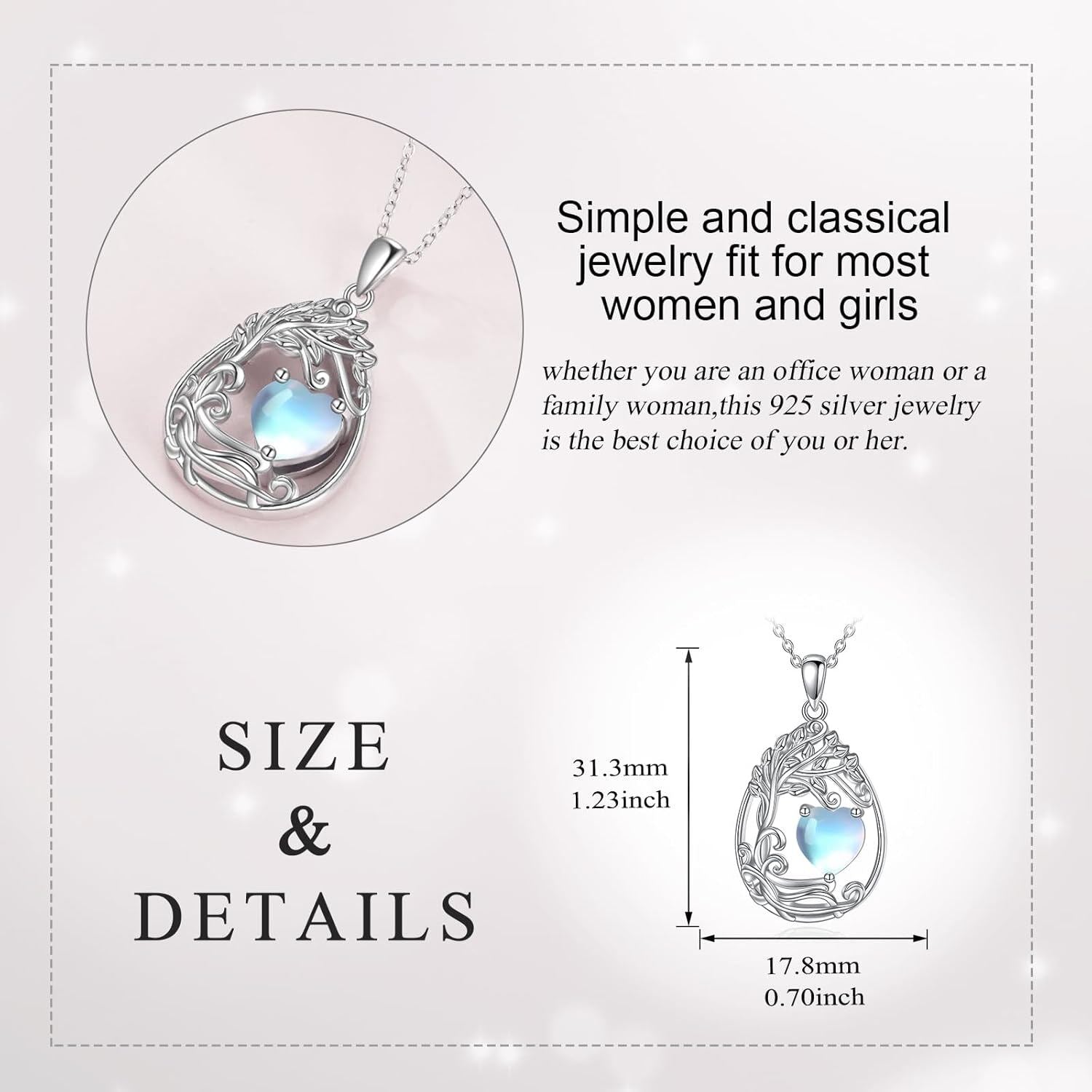 925 Silver Gold Plated Gemstone Tree Life Pendant Necklace