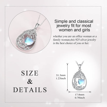 925 Silver Gold Plated Gemstone Tree Life Pendant Necklace