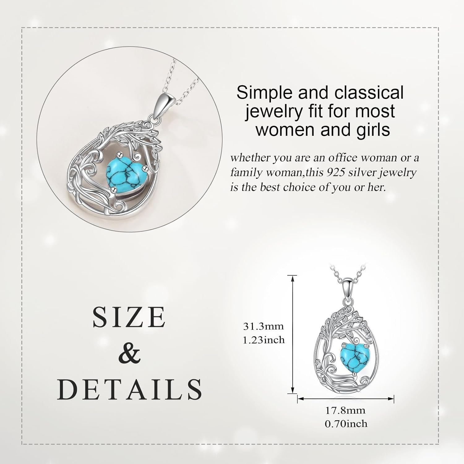 925 Silver Gold Plated Gemstone Tree Life Pendant Necklace