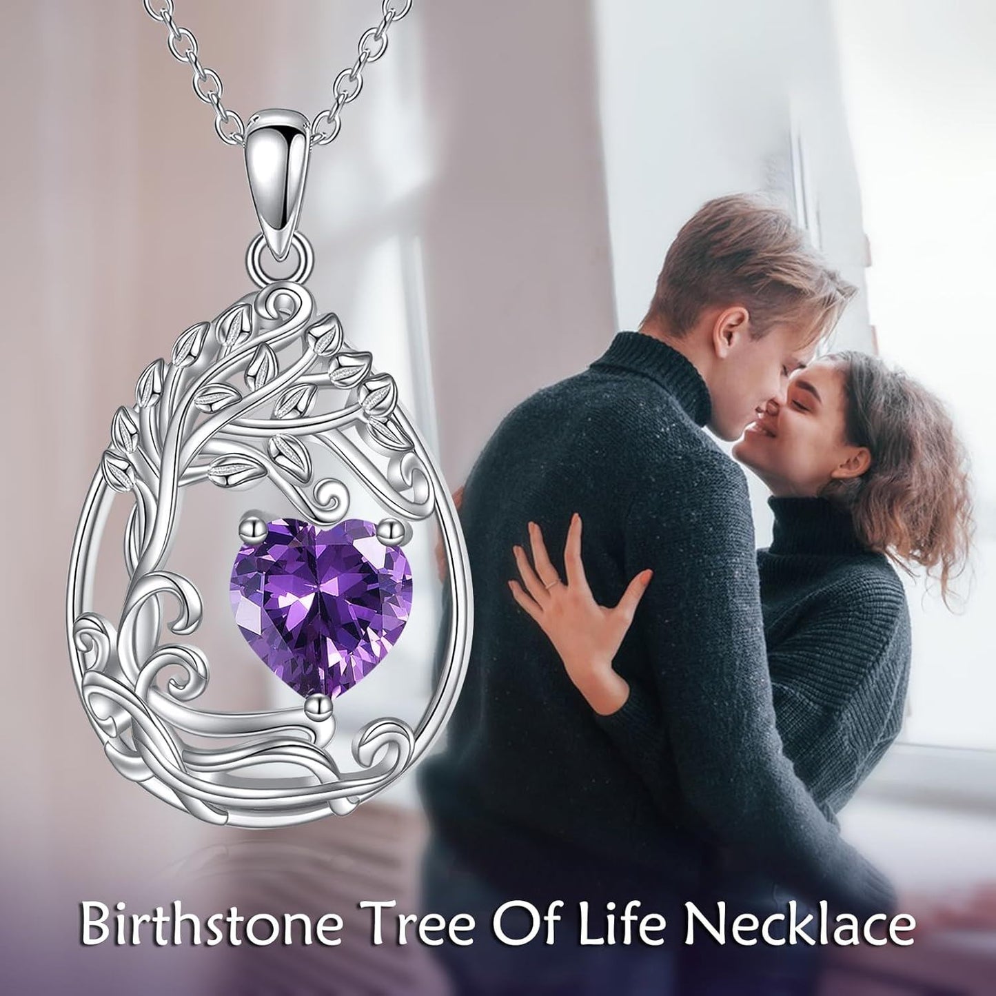925 Silver Gold Plated Gemstone Tree Life Pendant Necklace