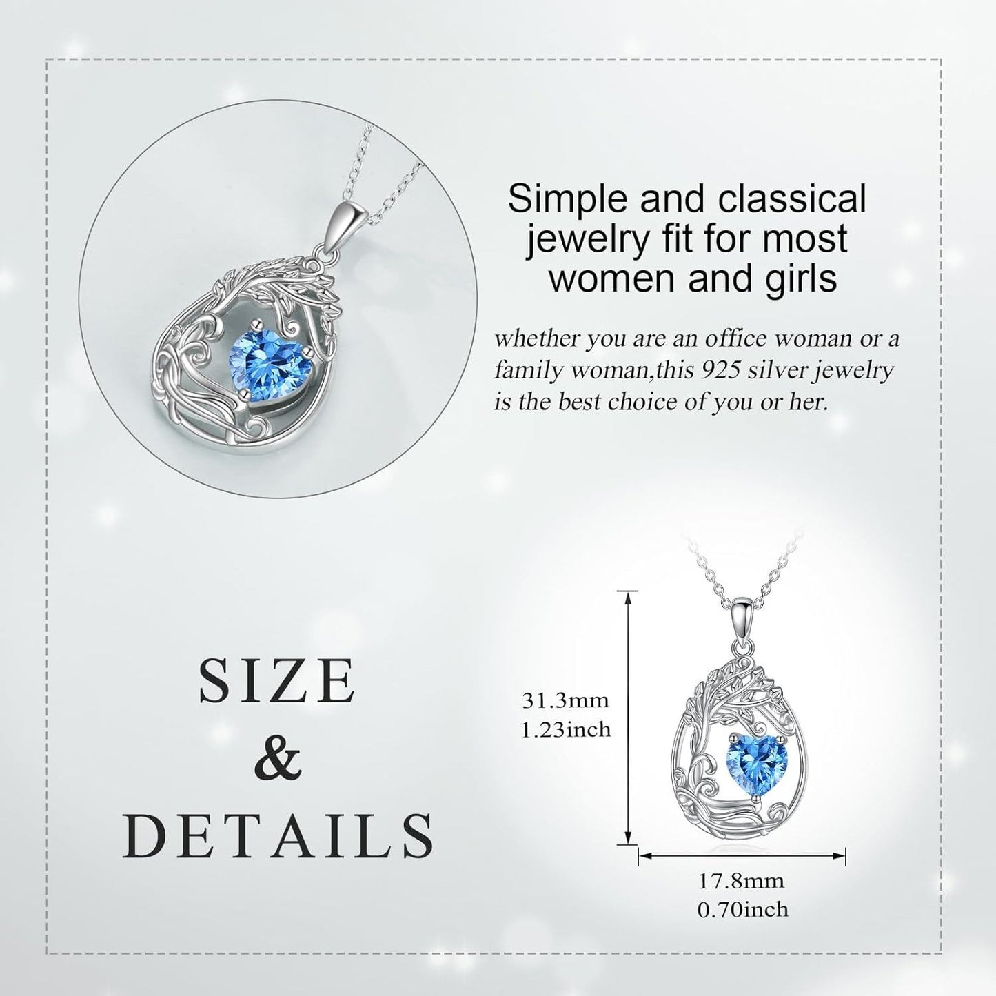 925 Silver Gold Plated Gemstone Tree Life Pendant Necklace
