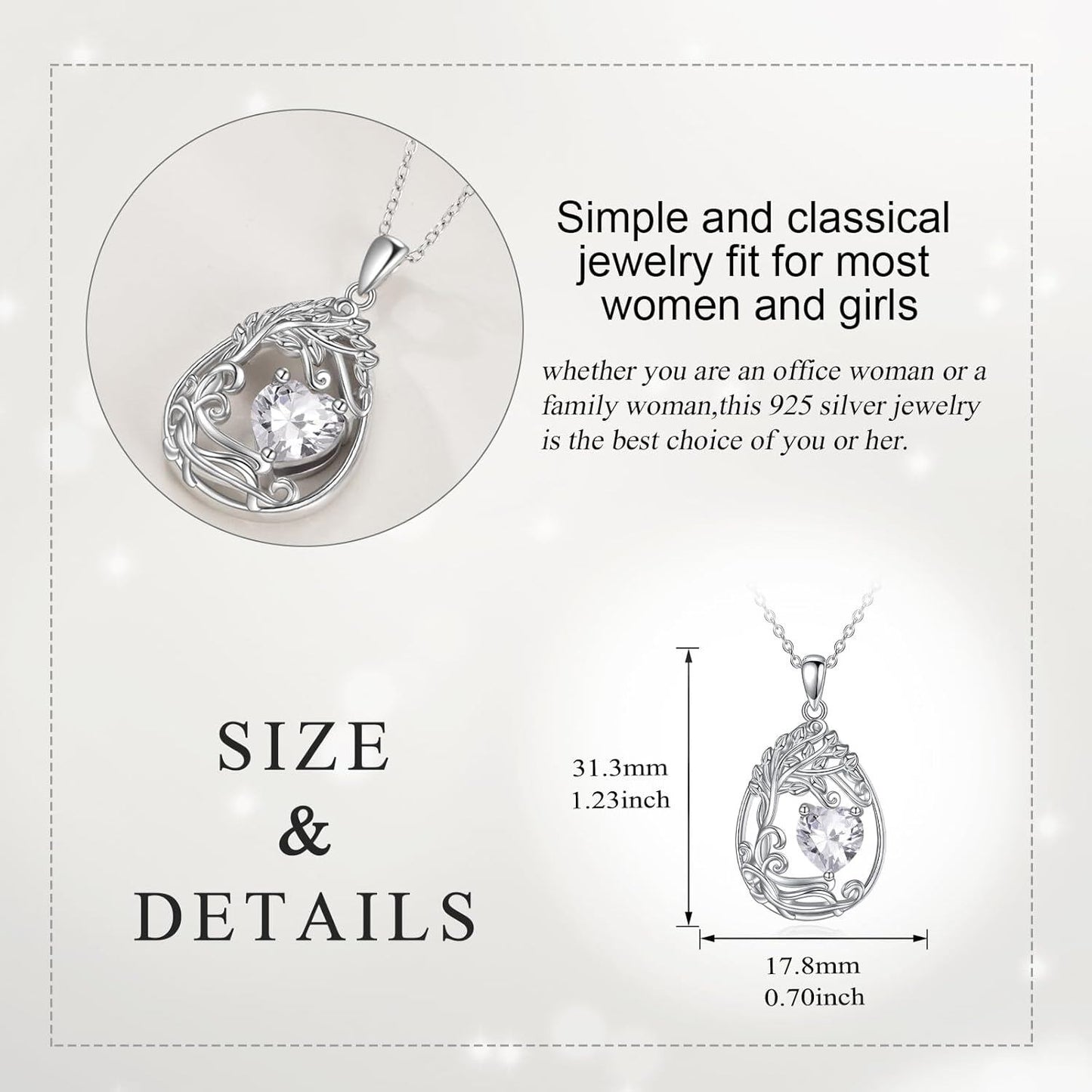 925 Silver Gold Plated Gemstone Tree Life Pendant Necklace