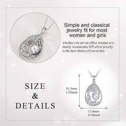 925 Silver Gold Plated Gemstone Tree Life Pendant Necklace