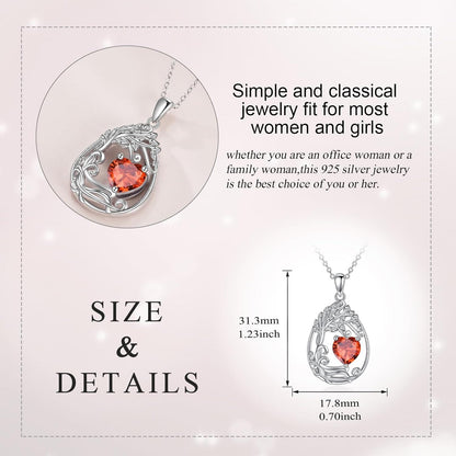 925 Silver Gold Plated Gemstone Tree Life Pendant Necklace