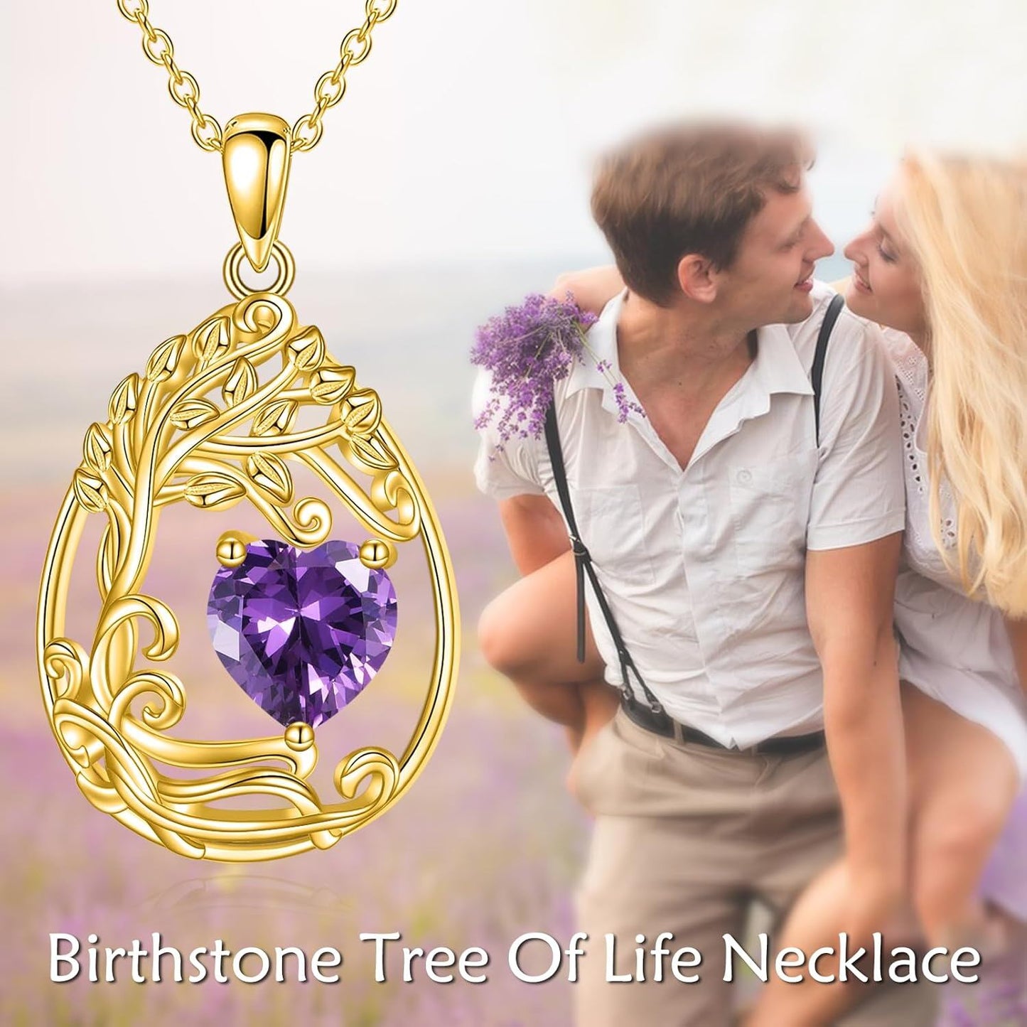 925 Silver Gold Plated Gemstone Tree Life Pendant Necklace