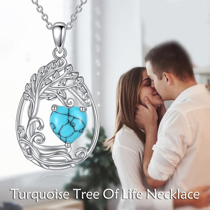 925 Silver Gold Plated Gemstone Tree Life Pendant Necklace