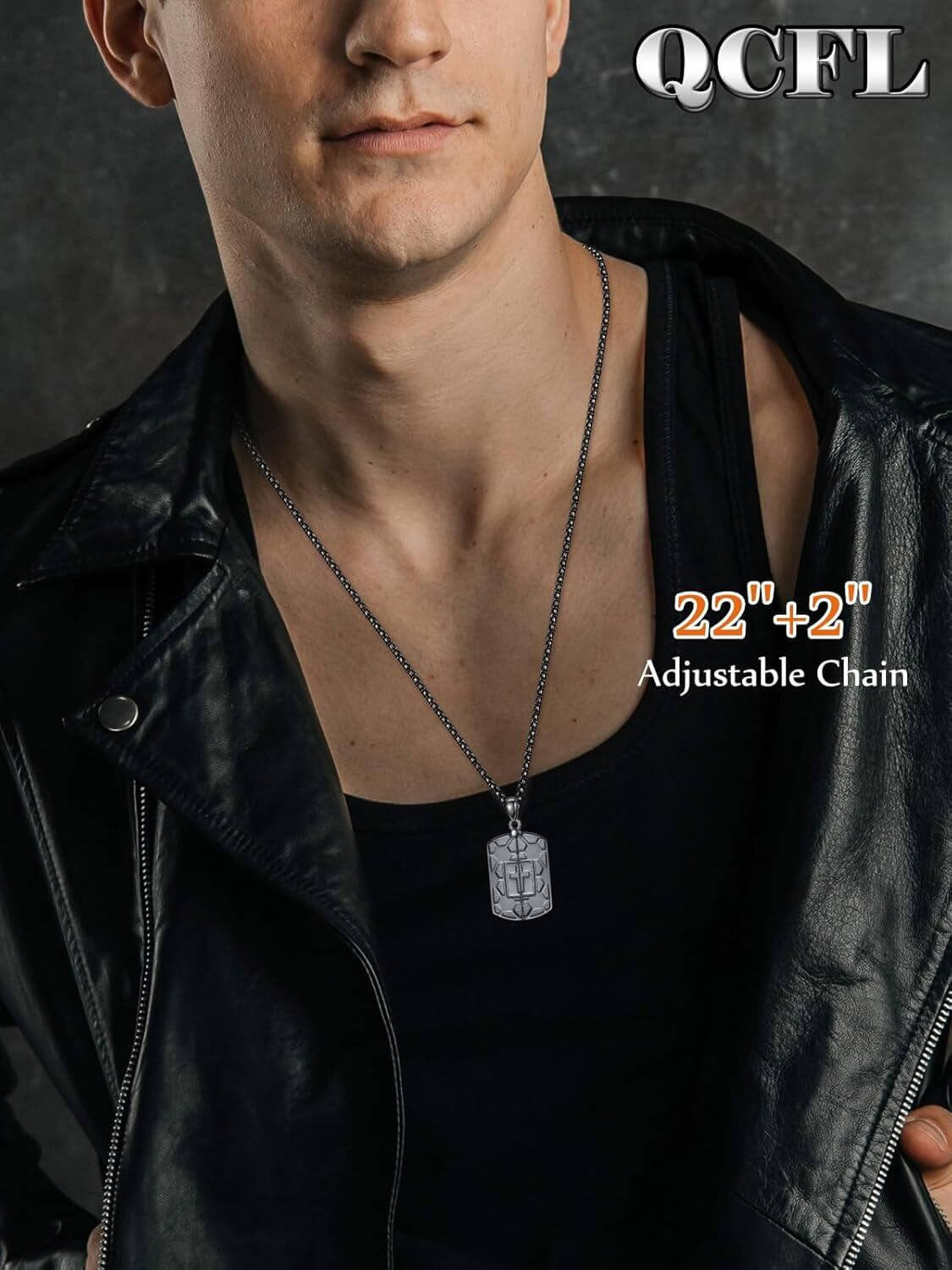 Photo Frame Cross Pendant Mens Necklaces with Chain Gifts