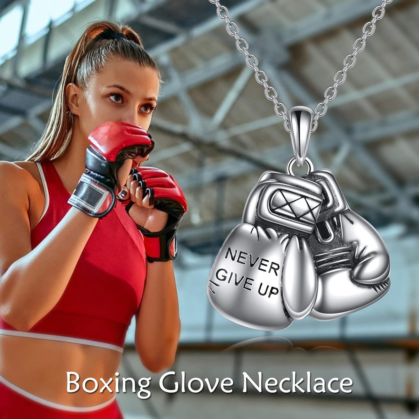 925 Silver Boxing Glove Pendant Necklace Men Women