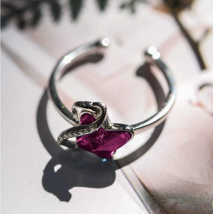 925 Sterling Silver Crystal Butterfly  Ring