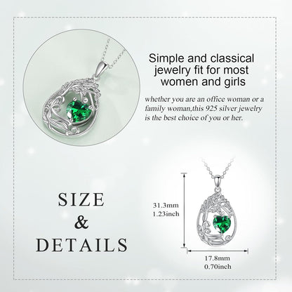 925 Silver Gold Plated Gemstone Tree Life Pendant Necklace