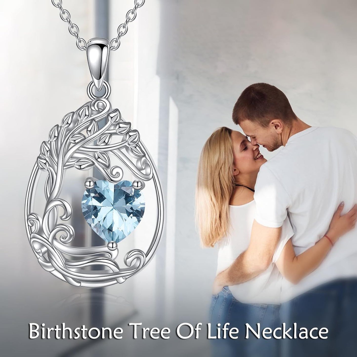 925 Silver Gold Plated Gemstone Tree Life Pendant Necklace