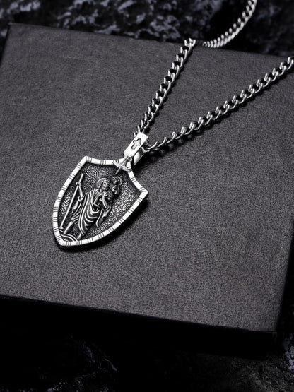 925 Silver St Christopher Pendant Necklace Men Women