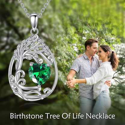 925 Silver Gold Plated Gemstone Tree Life Pendant Necklace