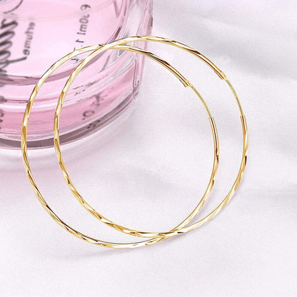 925 Sterling Silver Gold-Plated Classic Hoop Earrings