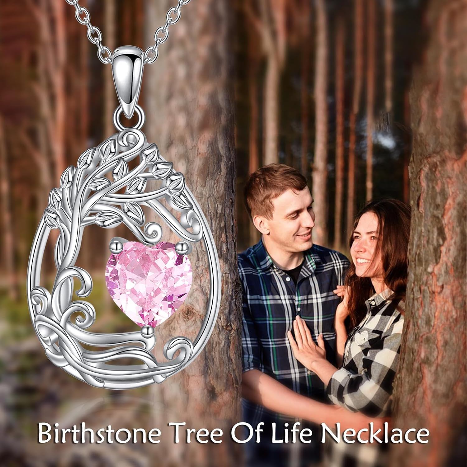 925 Silver Gold Plated Gemstone Tree Life Pendant Necklace